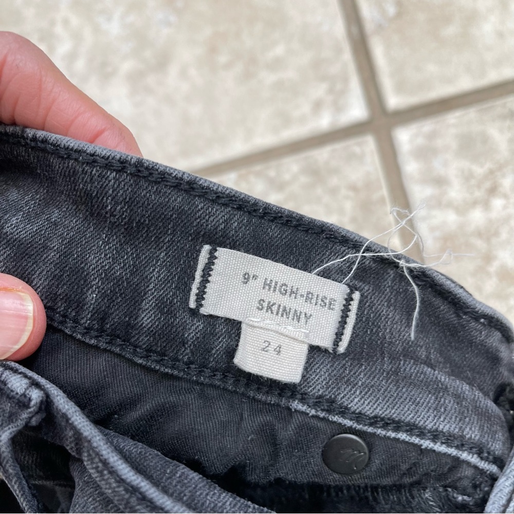 Madewell 9" High Rise Skinny Jeans Women's Size 24 Stretch Denim Dark Wash Black - Picture 8 of 13